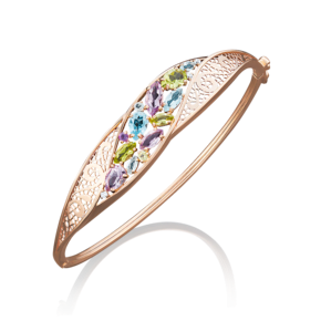 Браслет жесткий из красного золота с миксом камней 05-0534-00-248-1110-46