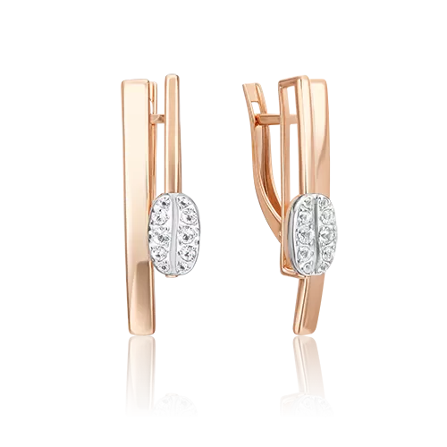 Серьги с английским замком из комбинированного золота с натуральными топазами white 02-4924-00-201-1111