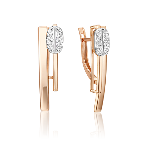 Серьги с английским замком из комбинированного золота с натуральными топазами white 02-4924-00-201-1111