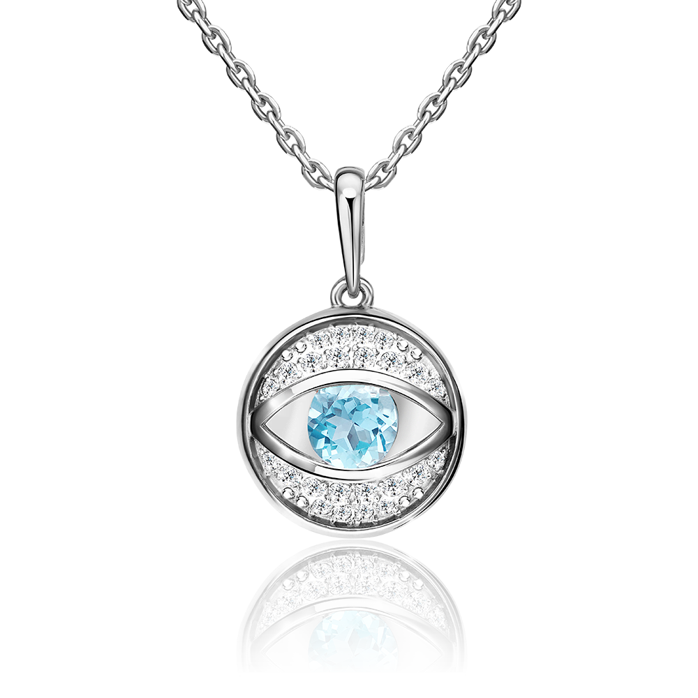 Подвеска «Глаз» из белого золота с топазом и натуральными топазами white 03-2990-00-201-1120-57