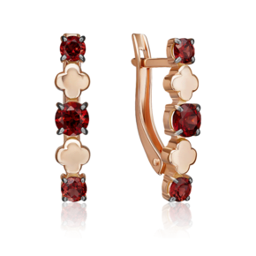 Серьги с английским замком из красного золота с гранатами 02-5406-00-204-1110