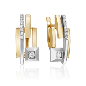 Серьги с английским замком из комбинированного золота с натуральными топазами white 02-5040-00-201-1121