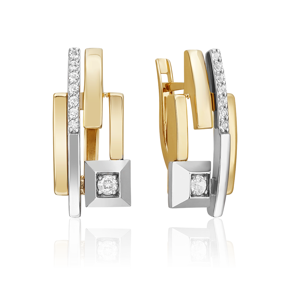 Серьги с английским замком из комбинированного золота с натуральными топазами white 02-5040-00-201-1121