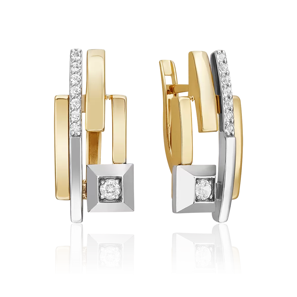 Серьги с английским замком из комбинированного золота с натуральными топазами white 02-5040-00-201-1121