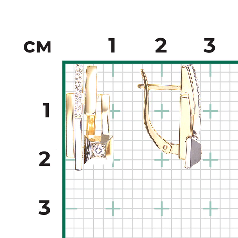 Серьги с английским замком из комбинированного золота с натуральными топазами white 02-5040-00-201-1121