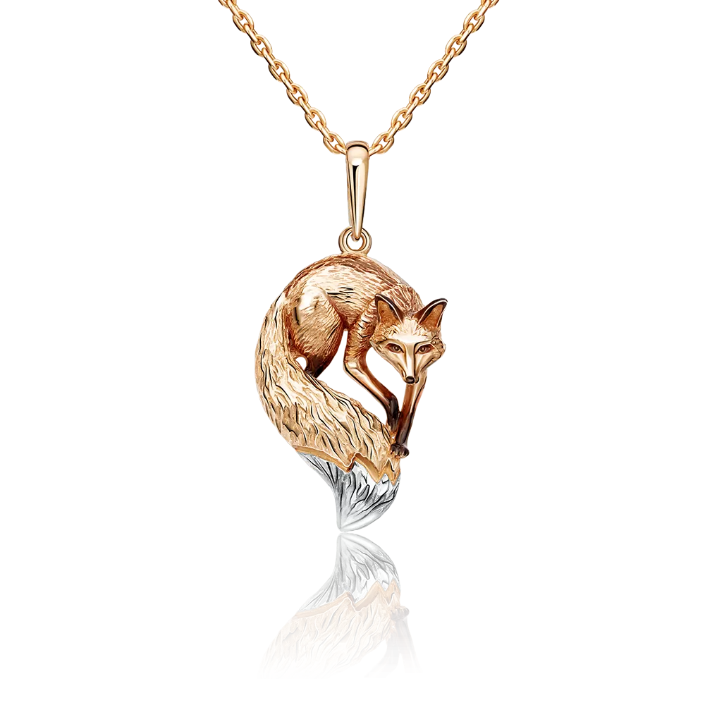 Подвеска «Лисица» из красного золота с эмалью 03-2965-00-000-1110-25