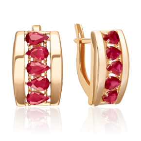 Серьги с английским замком из красного золота с рубинами 02-5471-00-104-1110