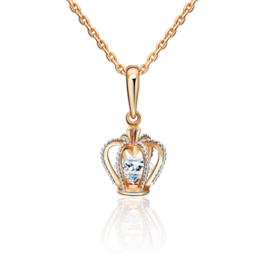 Подвеска «Корона» из комбинированного золота с фианитом 03-3103-00-401-1111