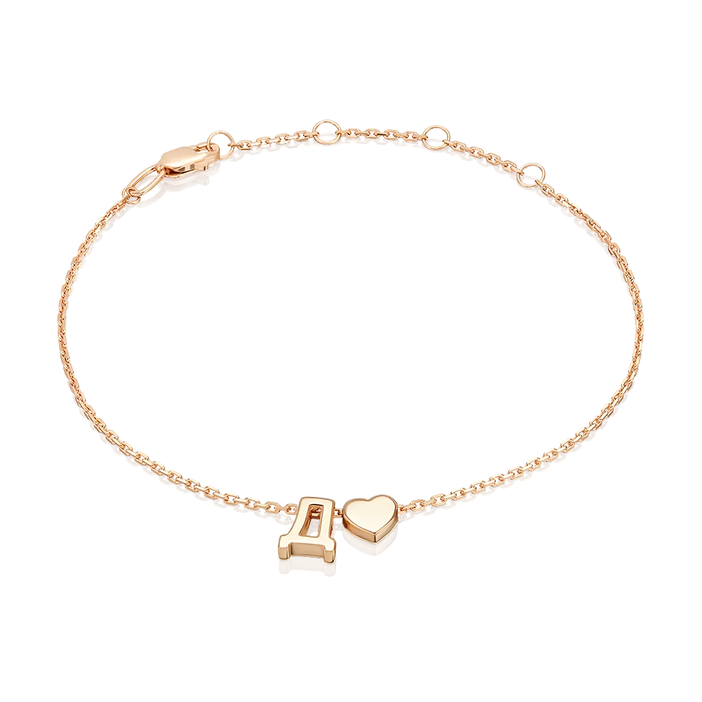 Браслет «Буква Д» из красного золота 05-0858-Д-000-1110