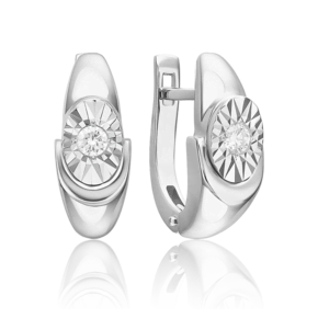 Серьги с английским замком из белого золота с бриллиантом 02-5247-00-101-1120