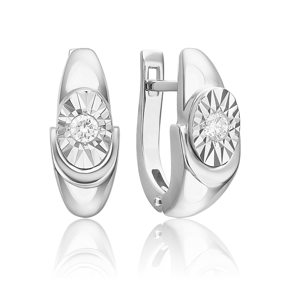 Серьги с английским замком из белого золота с бриллиантом 02-5247-00-101-1120