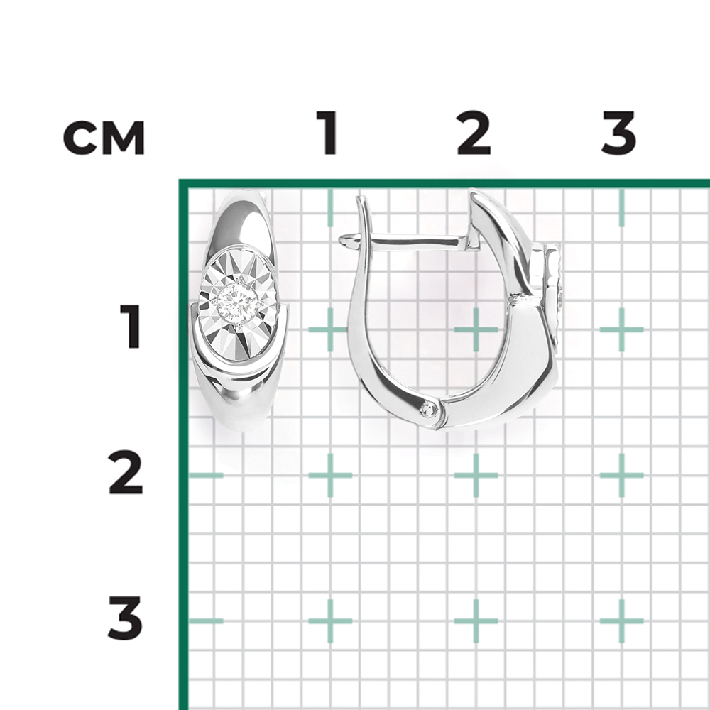 Серьги с английским замком из белого золота с бриллиантом 02-5247-00-101-1120