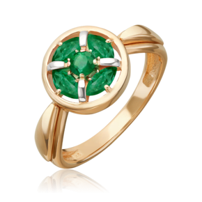 Кольцо из красного золота с изумрудами 01-5885-00-103-1110