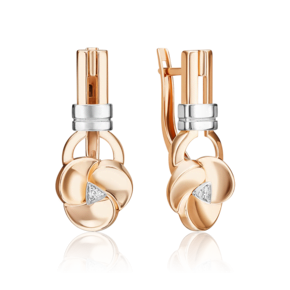 Серьги с английским замком из комбинированного золота с бриллиантами 02-5015-00-101-1111