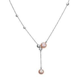 Колье из белого золота с жемчугом культивированным и фианитом 07-0214-00-307-1120-31