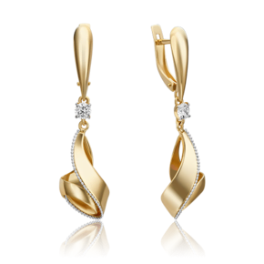 Серьги с английским замком из комбинированного золота с фианитом 02-4520-00-501-1121-38