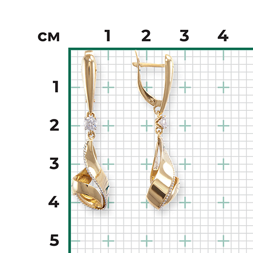 Серьги с английским замком из комбинированного золота с фианитом 02-4520-00-501-1121-38