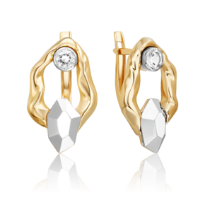 Серьги с английским замком из комбинированного золота с натуральным топазом white 02-5047-00-201-1121