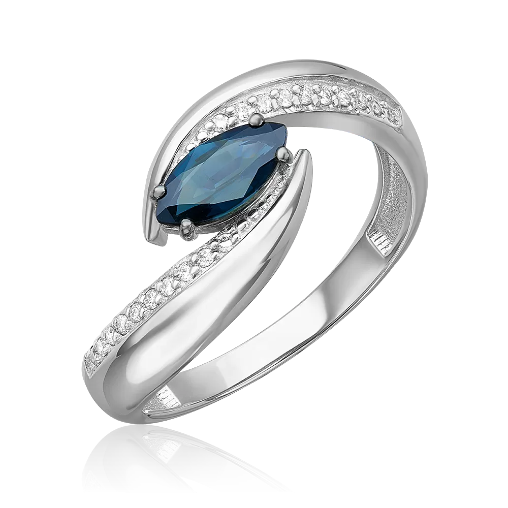 Кольцо из белого золота с сапфиром и бриллиантами 01-5738-00-105-1120