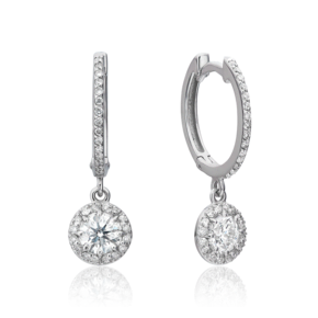 Серьги с английским замком из белого золота с бриллиантами