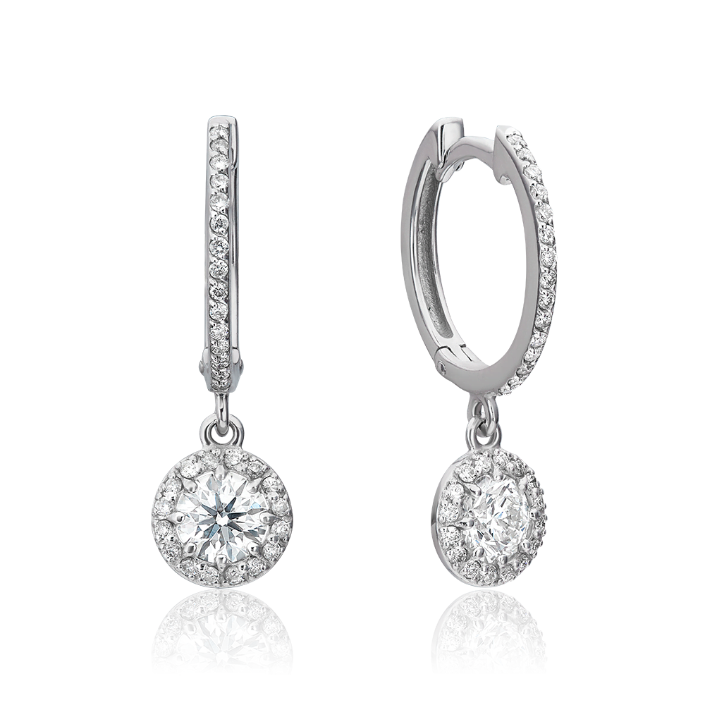 Серьги с английским замком из белого золота с бриллиантами 02-0738-00-101-1120-30