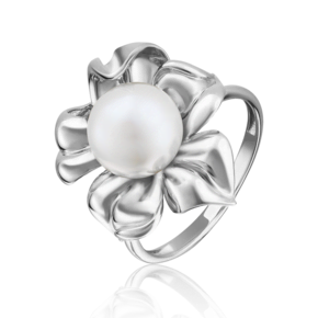 Кольцо «Цветок» из белого золота с жемчугом культивированным 01-4820-00-301-1120-31