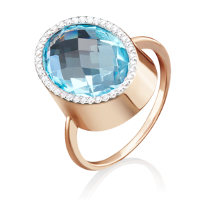 Кольцо из красного золота с топазом и фианитами 01-4821-00-207-1110-46