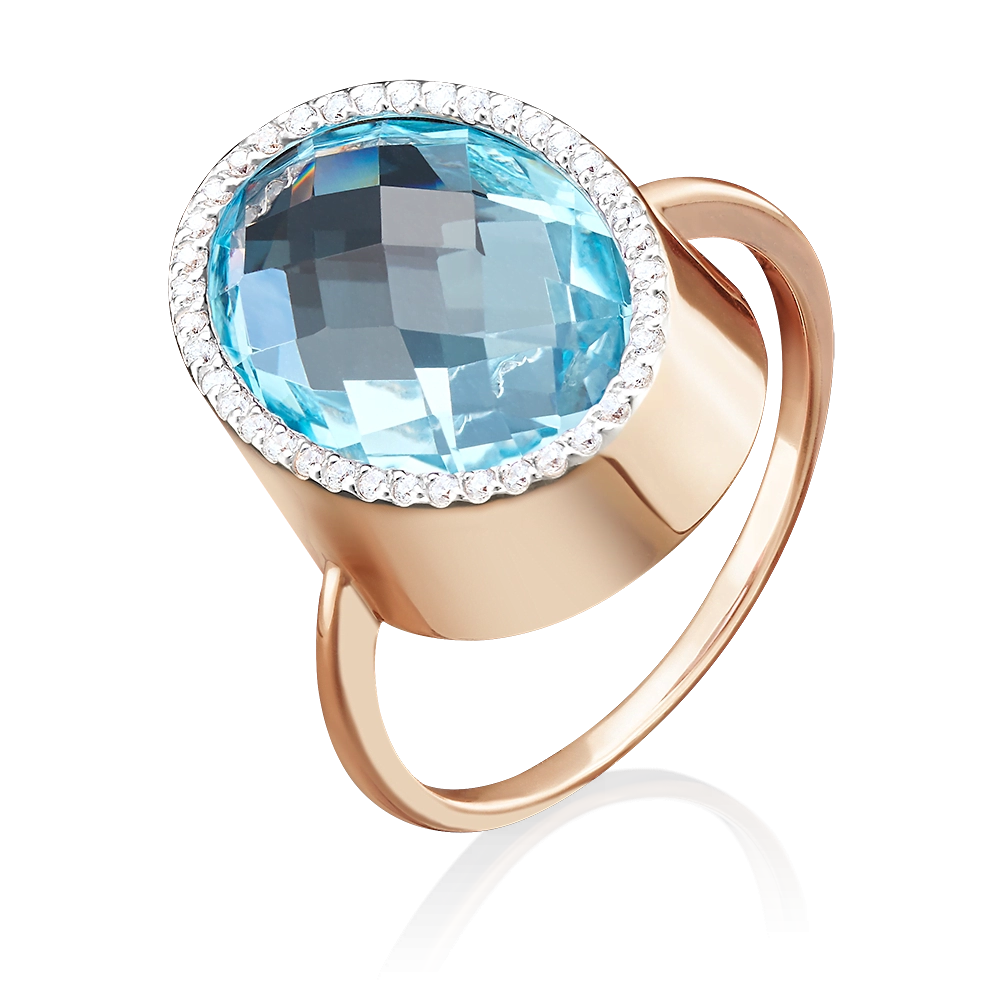 Кольцо из красного золота с топазом и фианитами 01-4821-00-207-1110-46