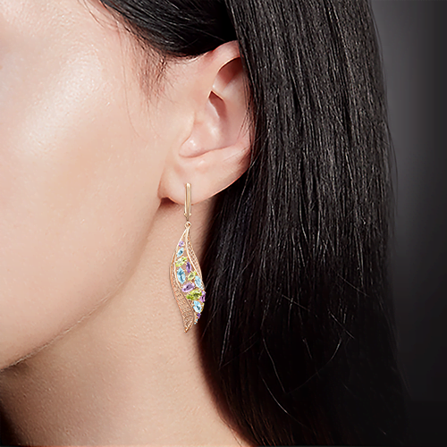 Серьги с английским замком из красного золота с миксом камней 02-3677-00-295-1110-46