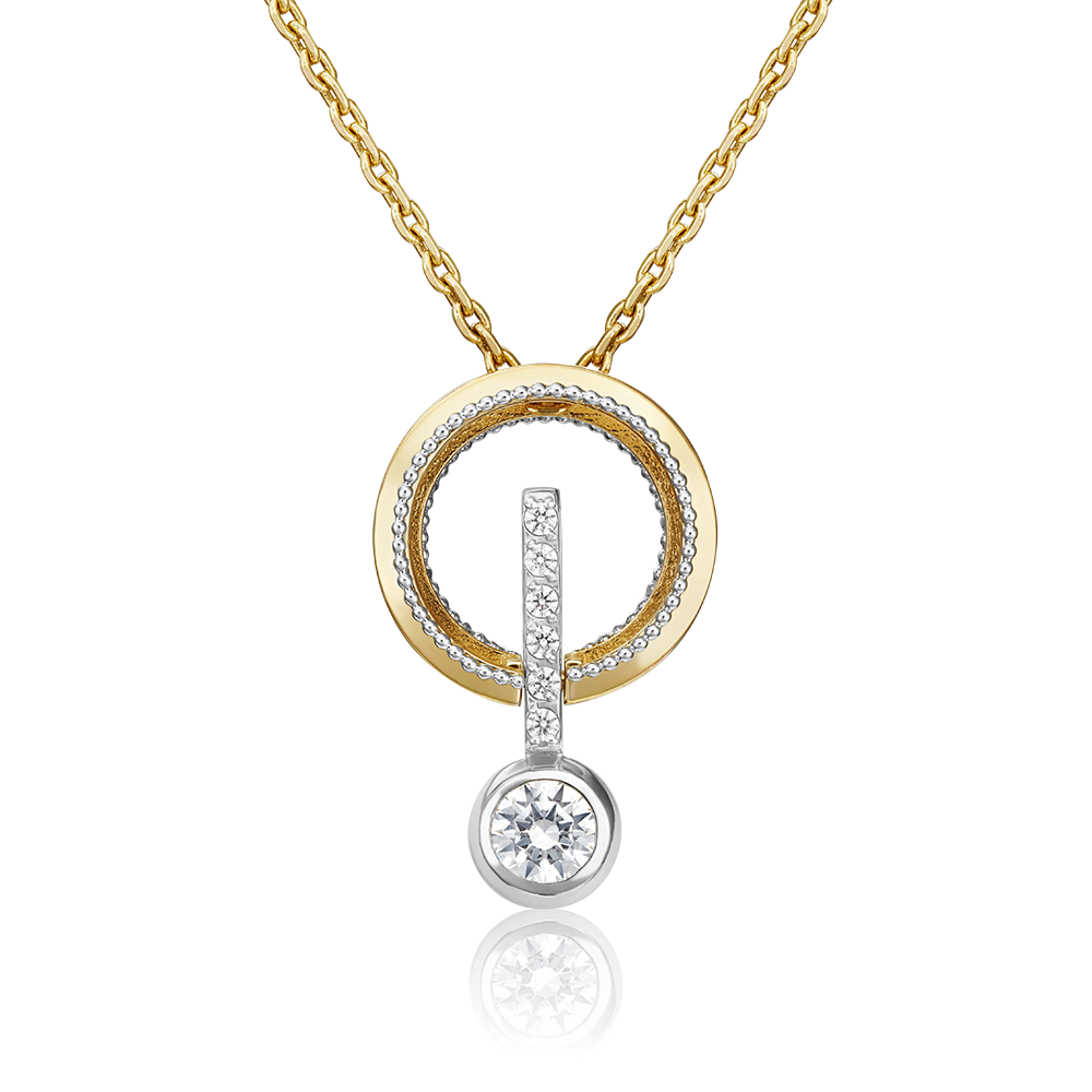 Подвеска из комбинированного золота с фианитами 03-3007-00-501-1121-38