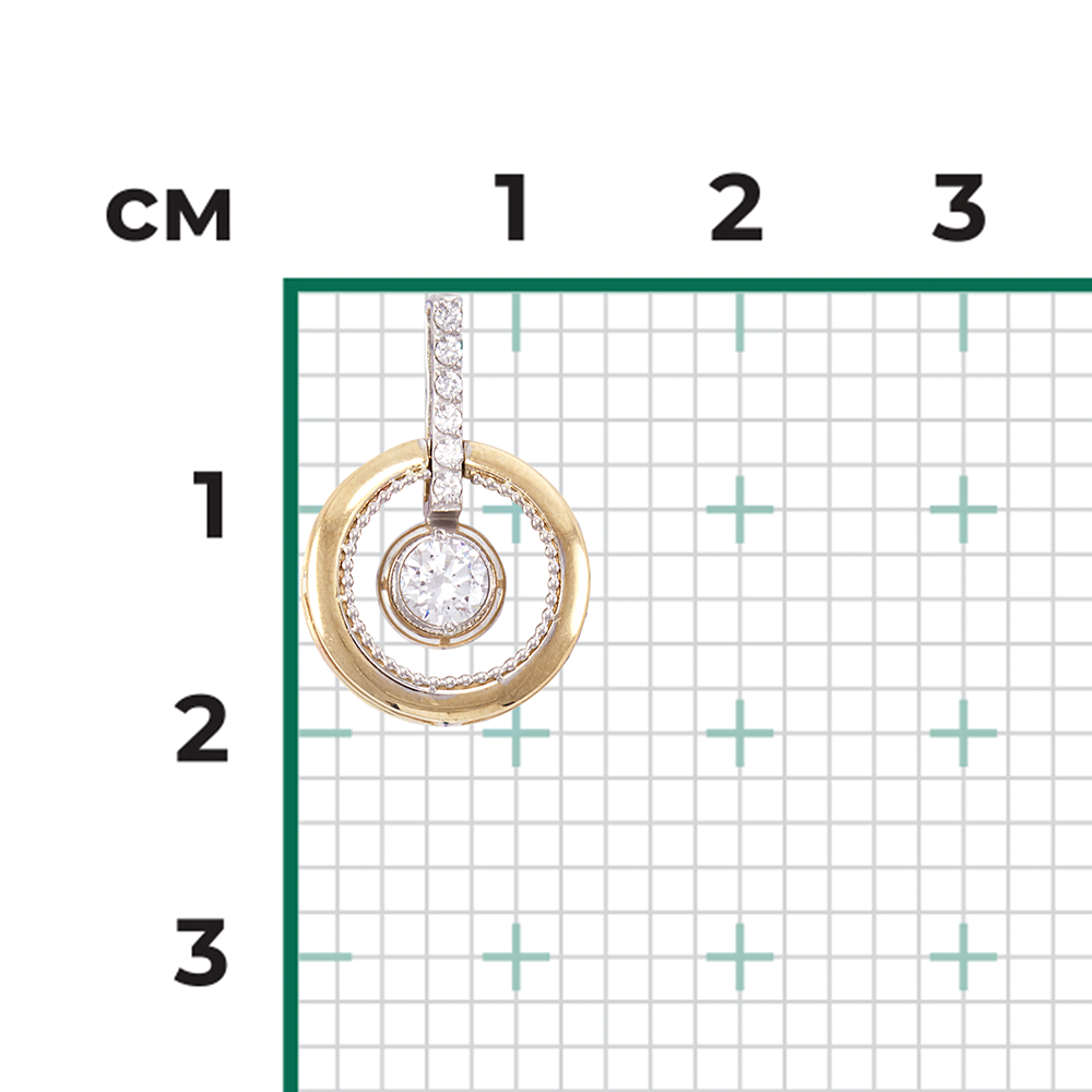 Подвеска из комбинированного золота с фианитами 03-3007-00-501-1121-38