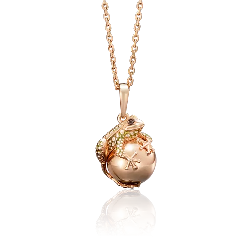 Подвеска «Лягушка» из красного золота с фианитами и эмалью 03-2509-00-402-1110-03