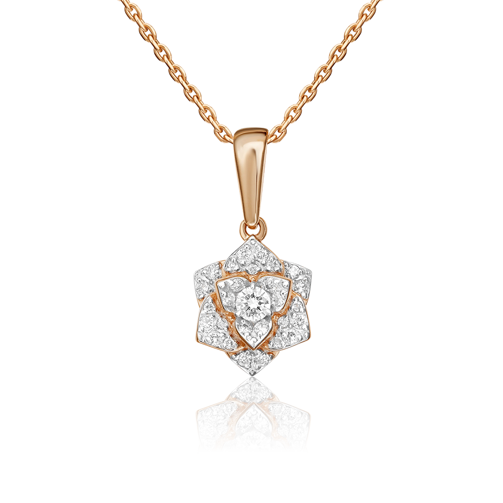 Подвеска «Цветок» из красного золота с бриллиантами 03-0420-00-101-1110-30