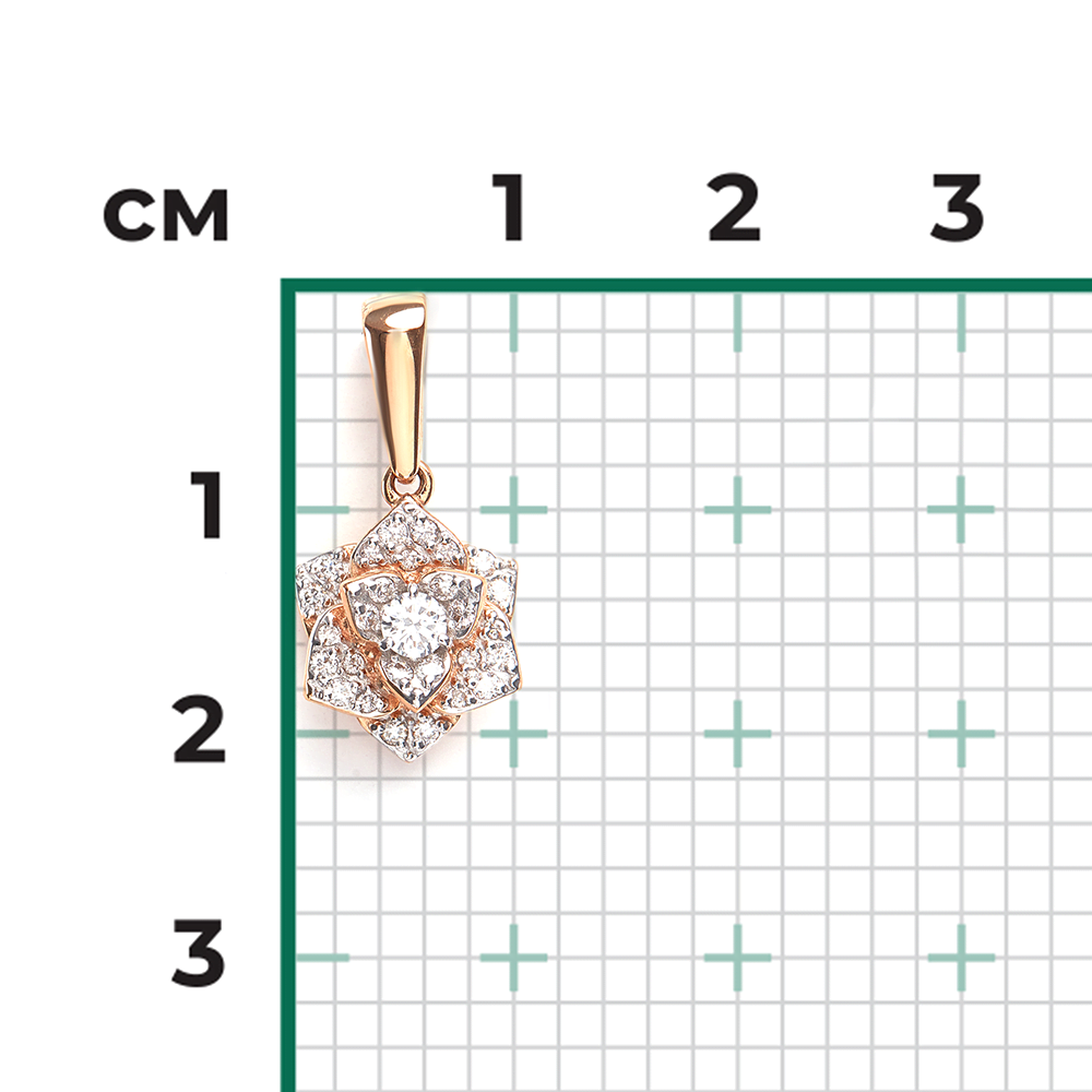 Подвеска «Цветок» из красного золота с бриллиантами 03-0420-00-101-1110-30