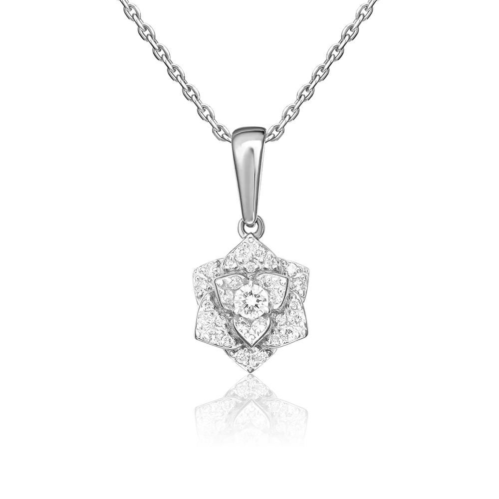 Подвеска «Цветок» из белого золота с бриллиантами 03-0421-00-101-1120-30