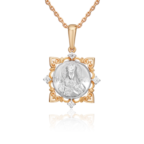 Иконка «Святая великомученица Варвара» из комбинированного золота с фианитами 03-1724-01-401-1111-42