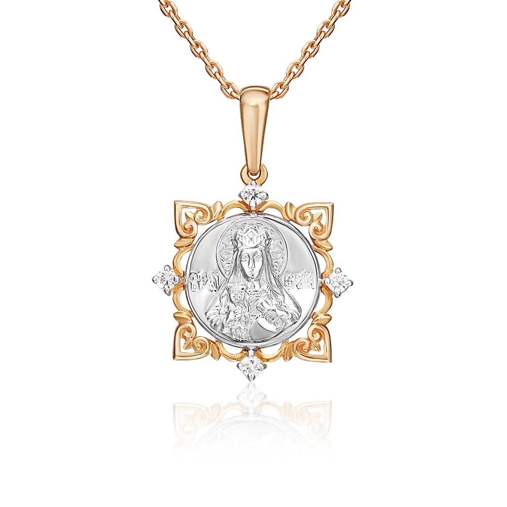 Иконка «Святая великомученица Варвара» из комбинированного золота с фианитами 03-1724-01-401-1111-42