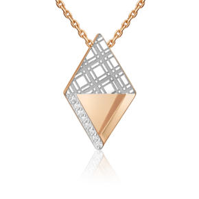 Подвеска с принтом «Клетка» из комбинированного золота с фианитами 03-3441-00-401-1111