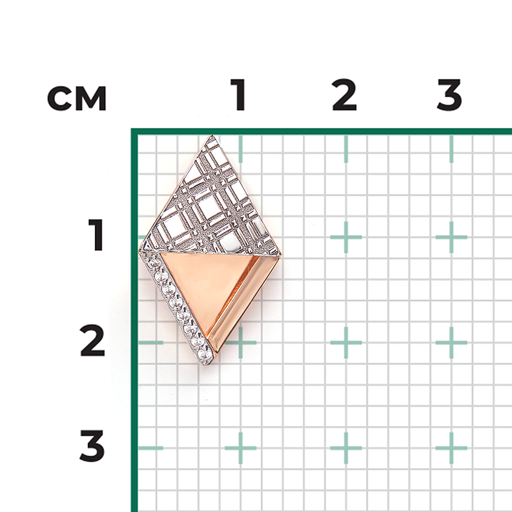 Подвеска с принтом «Клетка» из комбинированного золота с фианитами 03-3441-00-401-1111