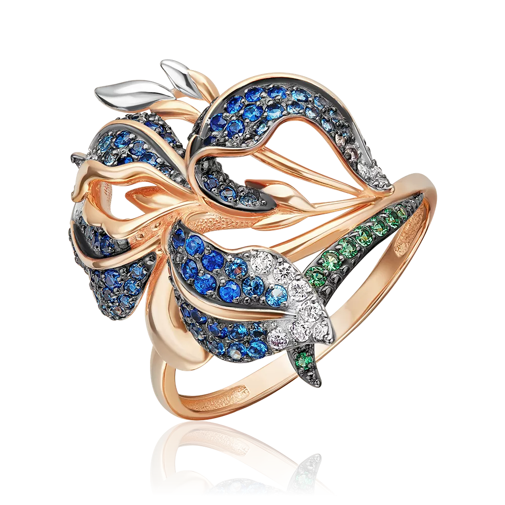 Кольцо «Ирис» из красного золота с фианитами 01-4815-00-404-1110-53