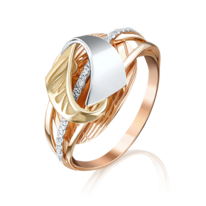 Кольцо из комбинированного золота с фианитами 01-5083-00-401-1140-48
