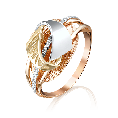 Кольцо из комбинированного золота с фианитами 01-5083-00-401-1140-48