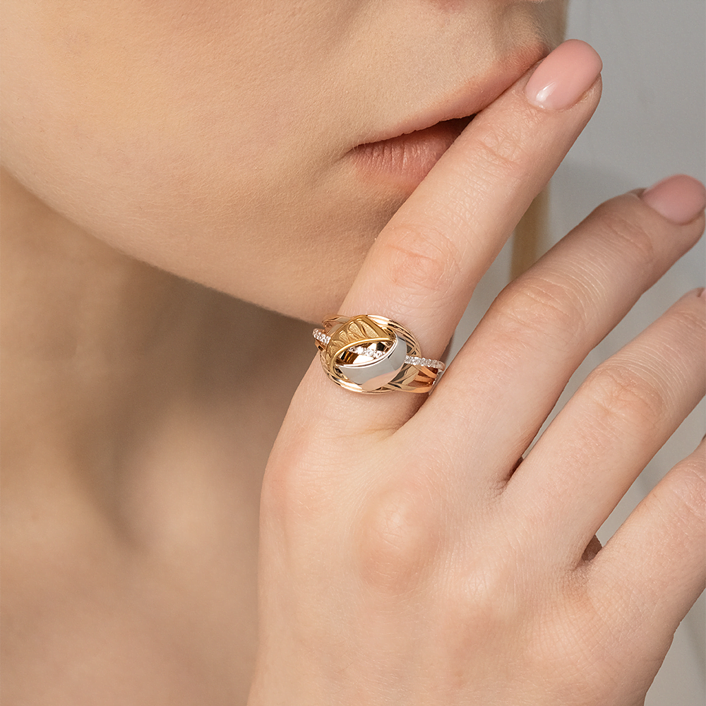 Кольцо из комбинированного золота с фианитами 01-5083-00-401-1140-48