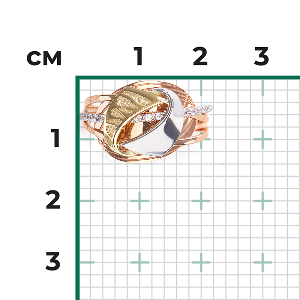Кольцо из комбинированного золота с фианитами 01-5083-00-401-1140-48