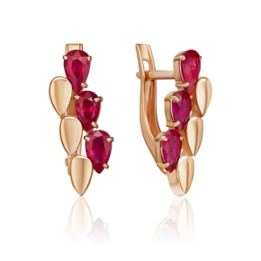 Серьги с английским замком из красного золота с рубинами 02-5402-00-104-1110