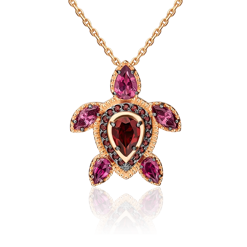 Подвеска «Черепаха» из красного золота с гранатами 03-3113-00-204-1110-46