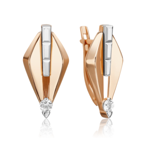 Серьги с английским замком из комбинированного золота с натуральным топазом white 02-5023-00-201-1111