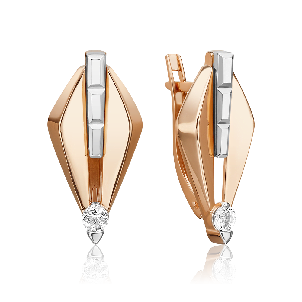 Серьги с английским замком из комбинированного золота с натуральным топазом white 02-5023-00-201-1111