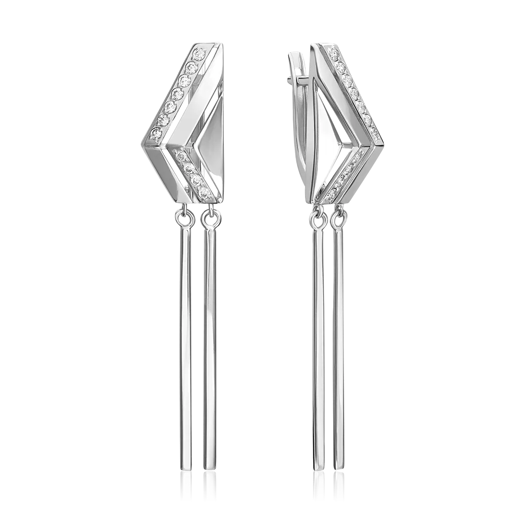 Серьги с английским замком из серебра с фианитами 02-5069-00-401-0200