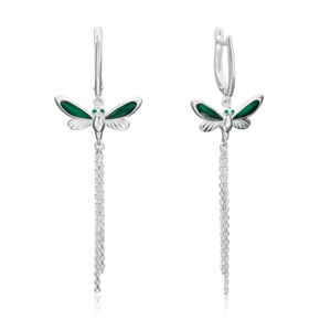 Серьги «Стрекозы» с английским замком из серебра с эмалью